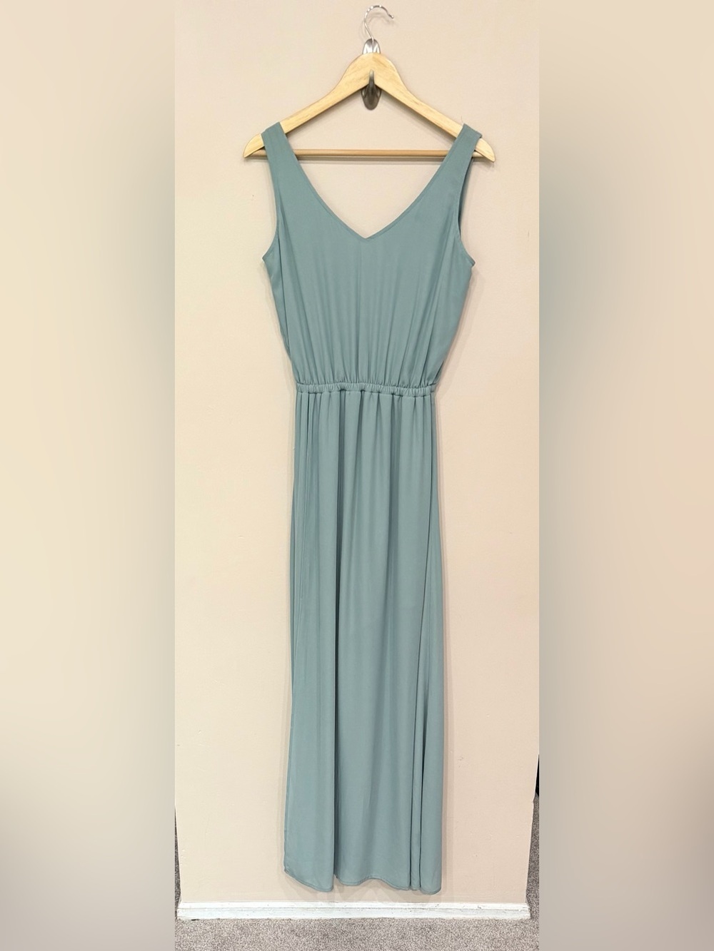 Show Me Your Mumu Kendall Dress V-Back A-Line Gown Silver Sage Womens Size Med